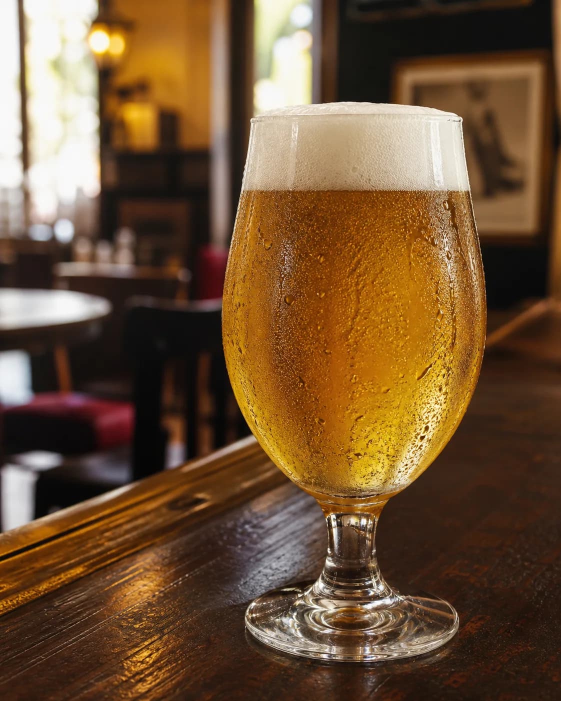 Bière blonde pression fraîchement servie